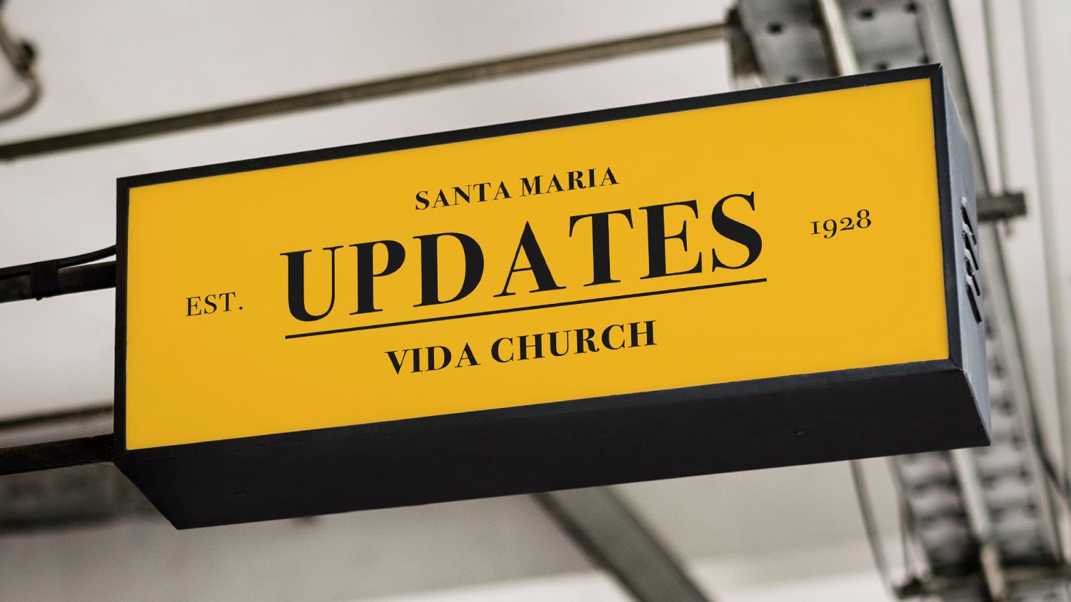 Hanging rectangle yellow shop sign mockup